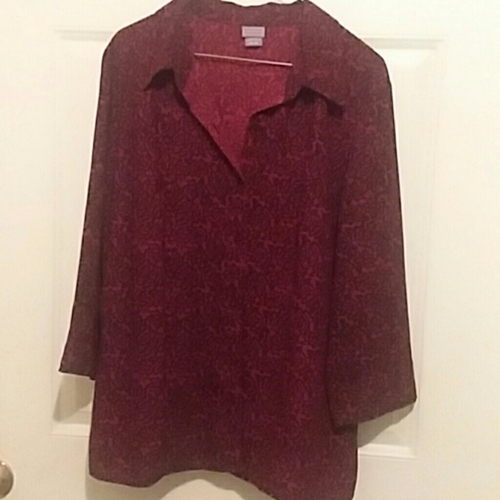 Burgundy button up top,in excellent condition